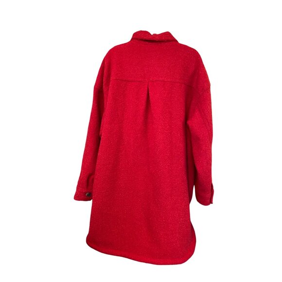 Old Navy Wool Shacket XL Red Button-Front Jacket - Picture 3 of 10